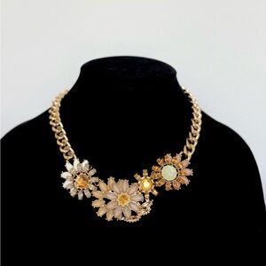 Floral Statement Necklace with Gold Chain